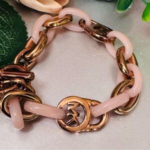 MK Blush Pink and Gold Chain Bracelet- with MK logo
